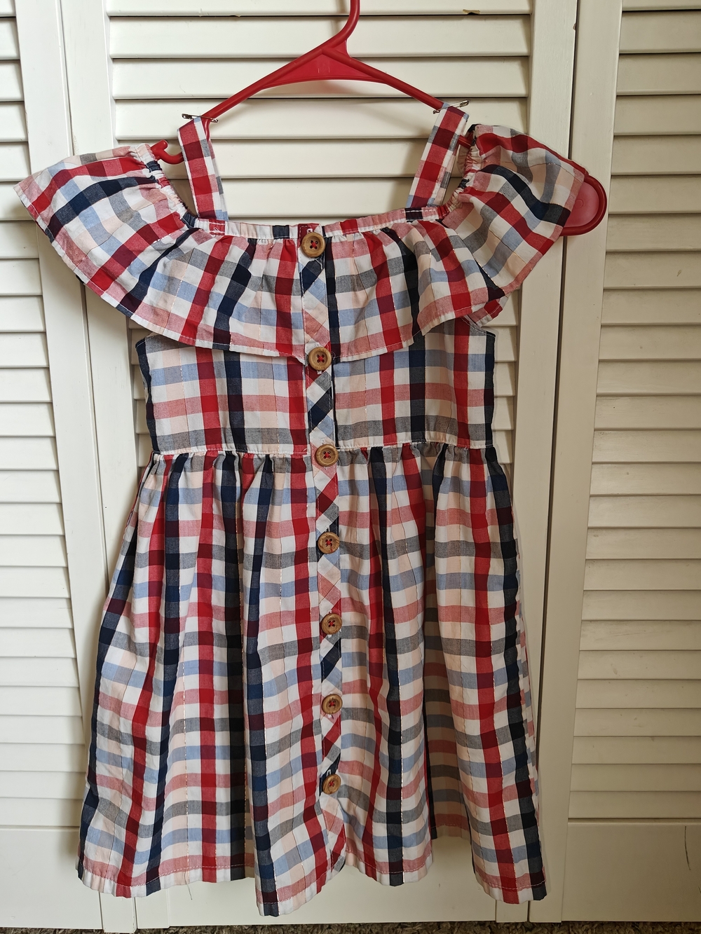 Members Mark Plaid/Gingham Cold-shoulder Woven Dress Size 6
